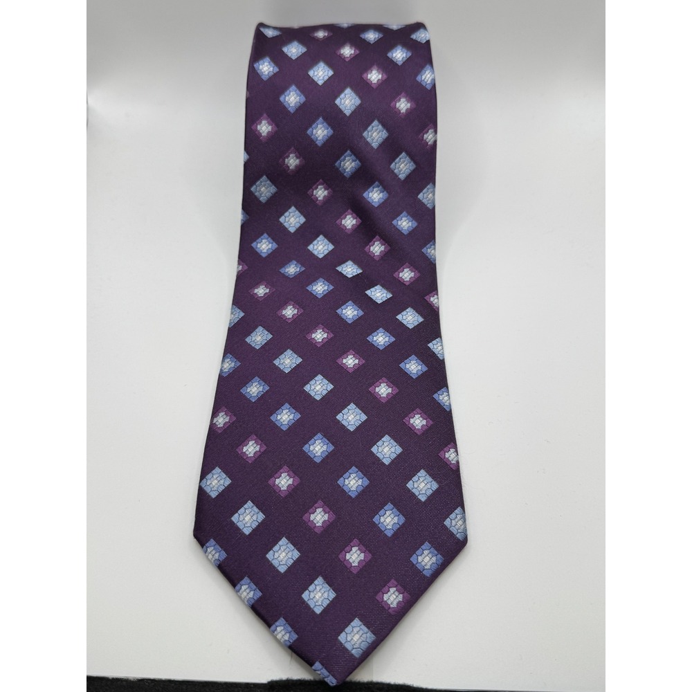 Beau Brummell Soho Silk Hand Made Mens Purple Diamond Pattern Tie‎